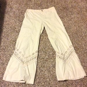 XCVI Beige Lakewood Crochet Pants, Size M